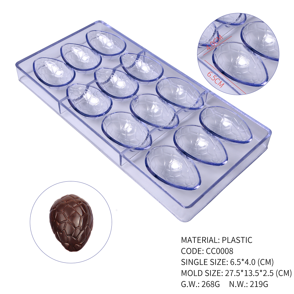 CC0008 Polycarbonate Dinosaur Eggs Shape Chocolate Mould DIY Baking Mold