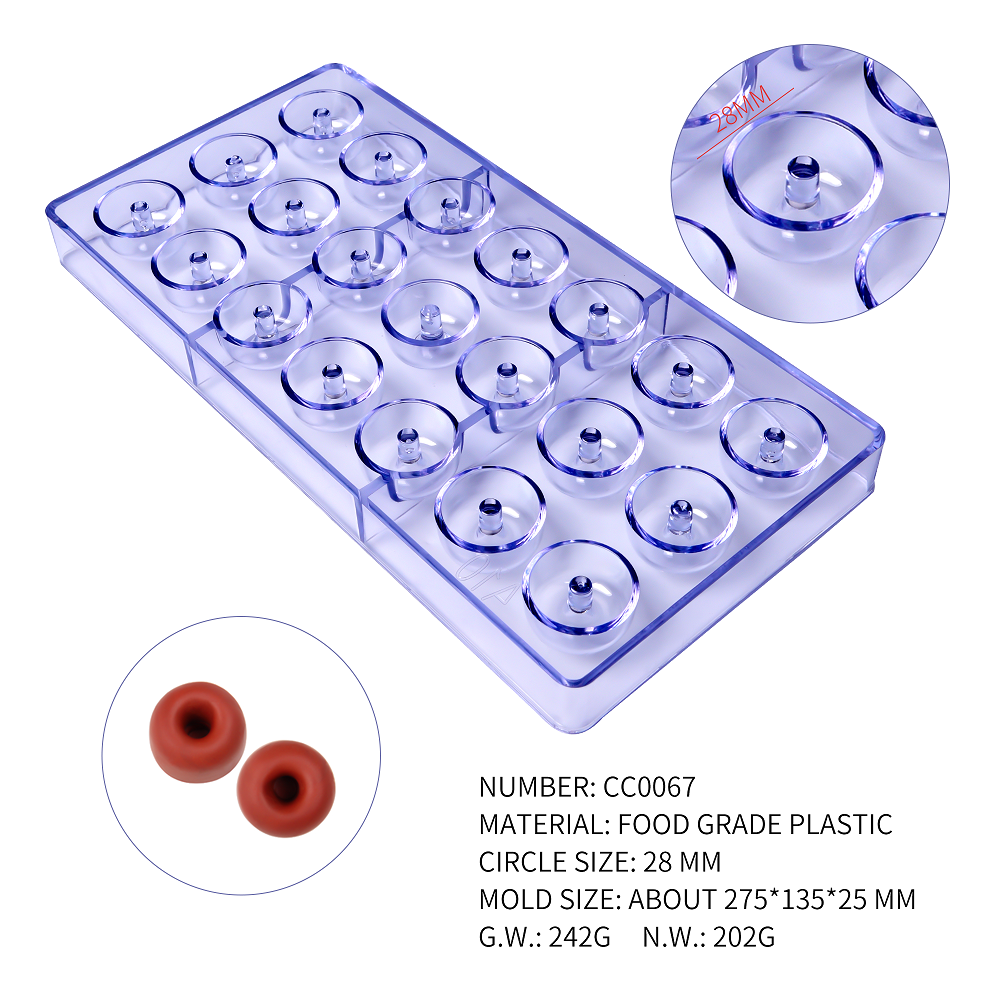 CC0067 Polycarbonate 21 Round with Pillars Shape Chocolate Mould DIY Baking Mold