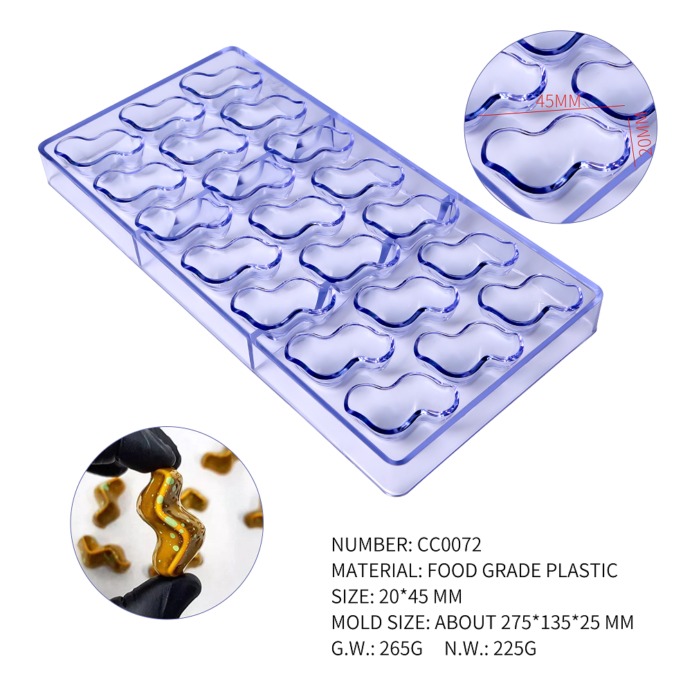 CC0072 Polycarbonate 21 S Shapes Chocolate Mould DIY Baking Mold