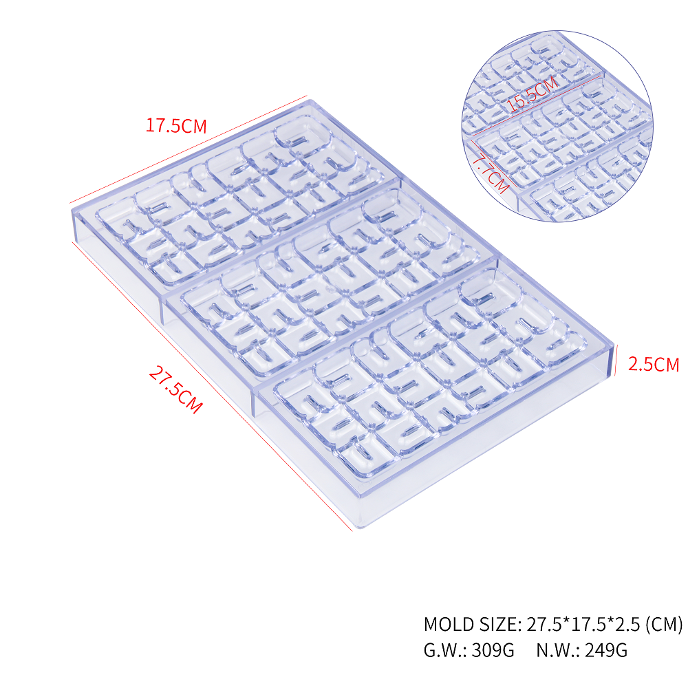 CC0089 Polycarbonate Squares with Bars Shapes Chocolate Mould DIY Baking Mold