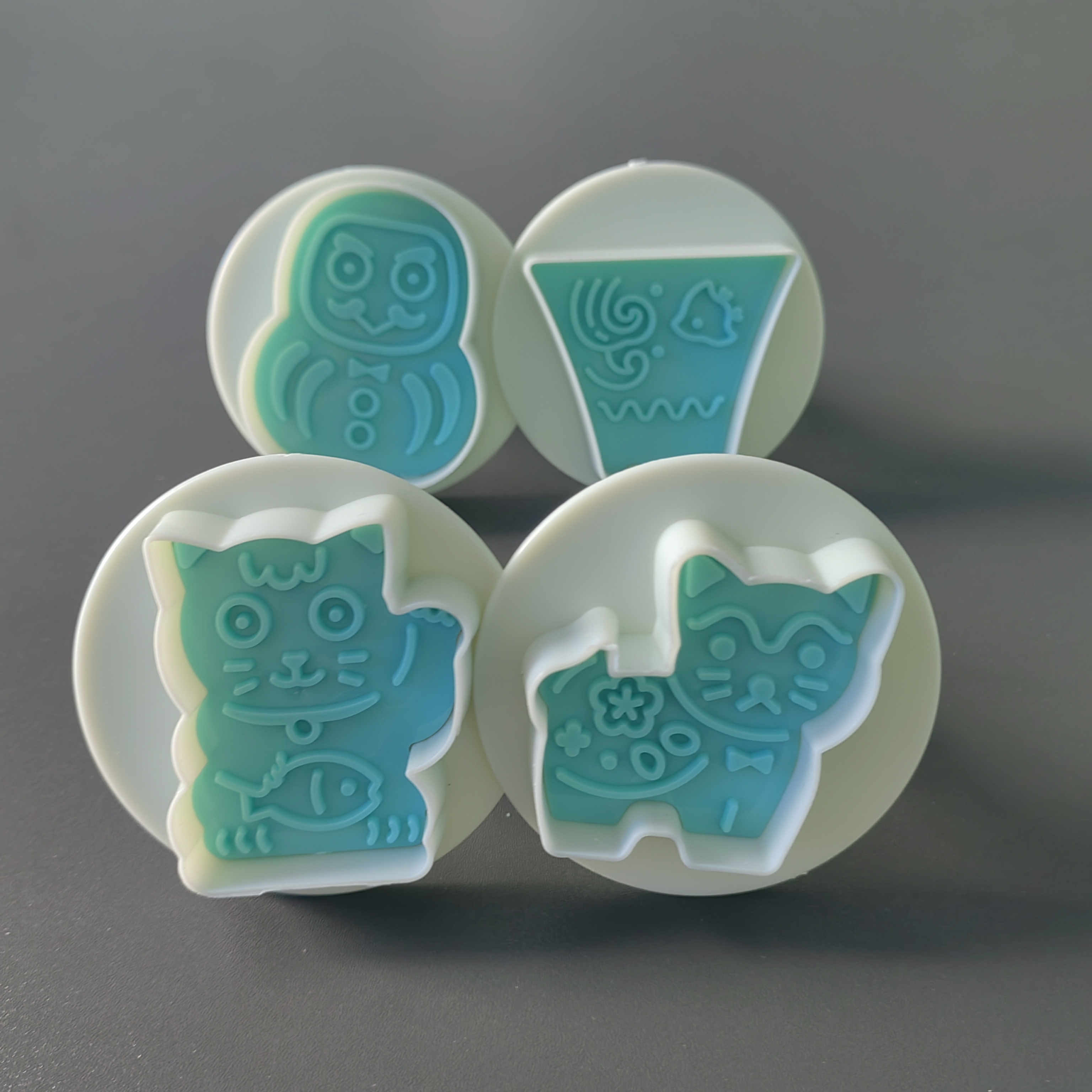 HB0161-2 Plastic 4pcs Owl&Cat Series Cookie Molds set