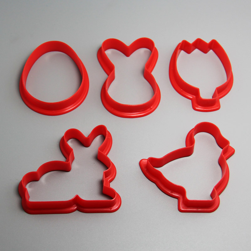 HB0198  Plastic 5pcs Easter shape cookie cutter set