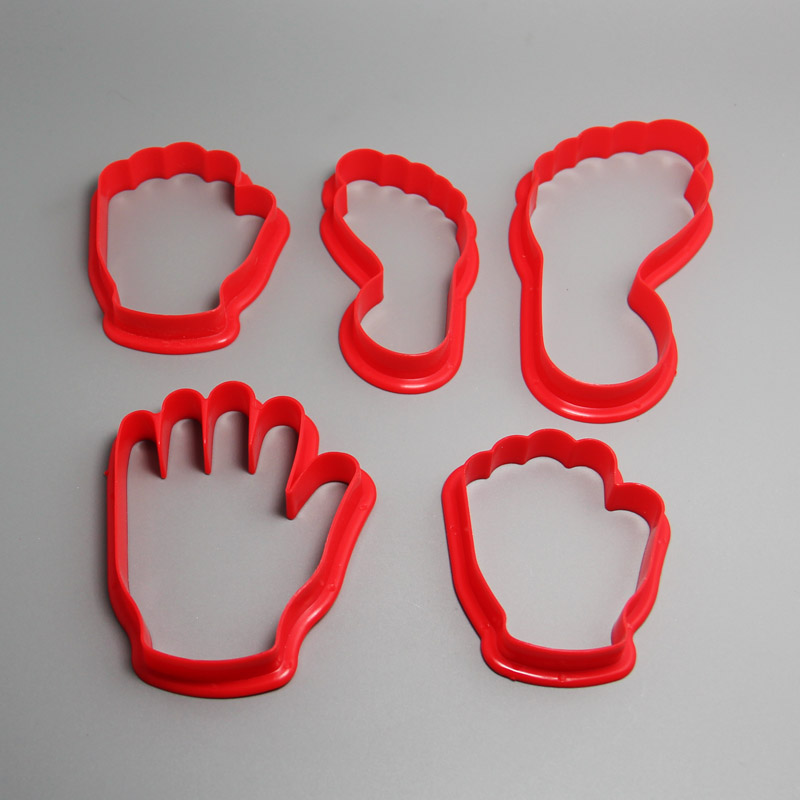 HB0204 5pcs Plastic Hands&Feet shape cookie cutters set