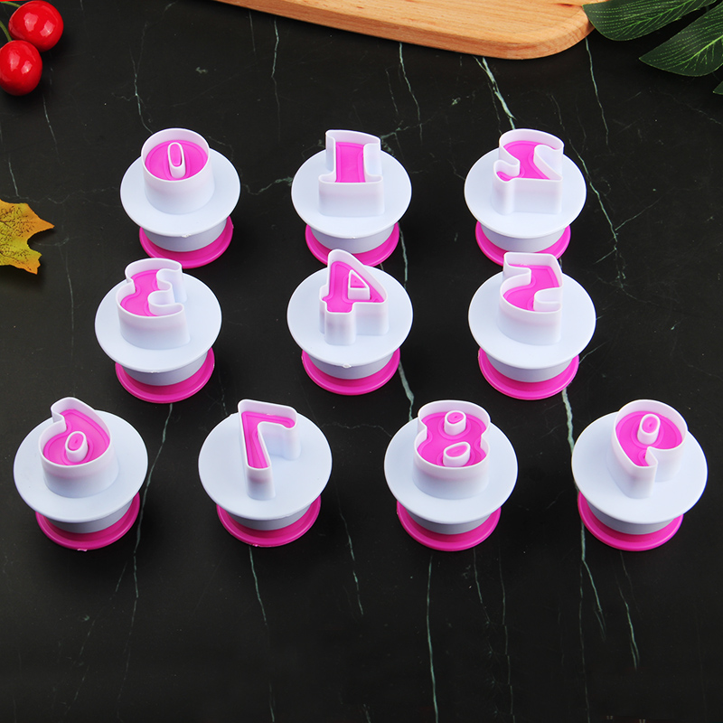 HB0216B 10pcs Plastic Big size Numbers cookie stamps/molds set
