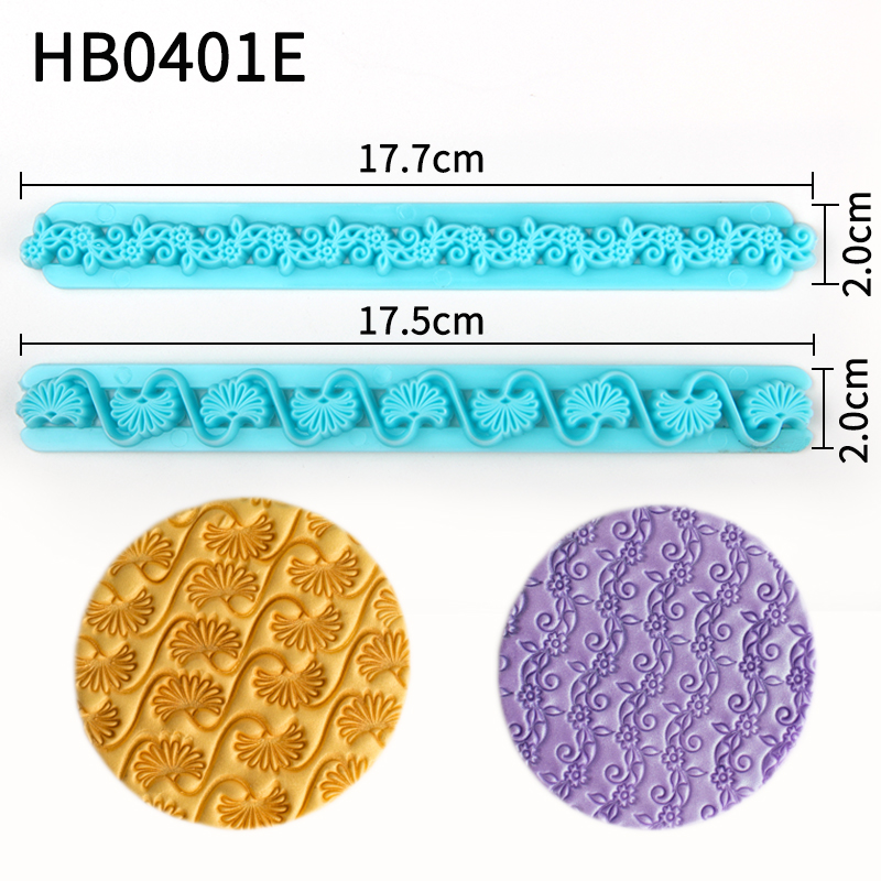 HB0401E New 2pcs Plastic Flowers Patterns Press Cutter Ruler Mold set