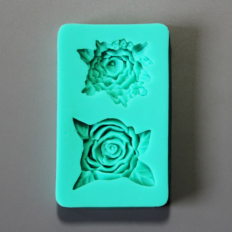 HB0871 New Pretty Two Rose flower silicone cake fondant mold