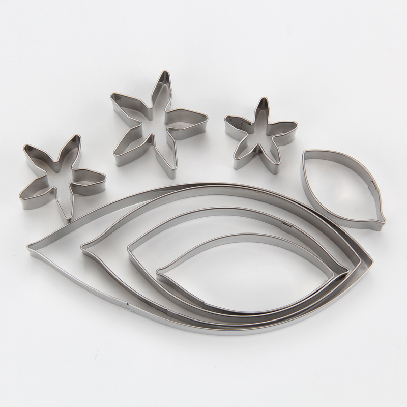 HB0958M 8pcs Stainless Steel Different Flowers and Leaves Shape Cookie Cutters set