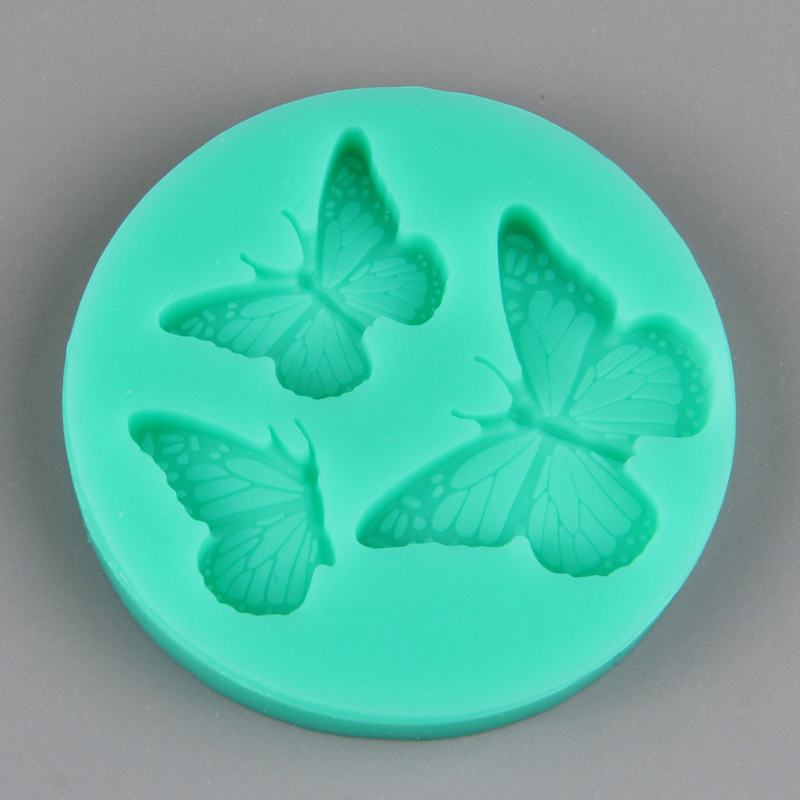 HB1022 New Three Butterfly Shape Eco-friendly 3D Silicone Fondant Mold