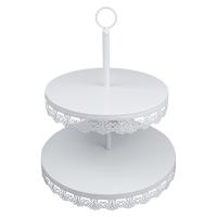 HB0989E Metal 10"/12" Metal 2 Layers Cake/Cupcake Stand in white color for Wedding Decoration