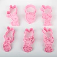 HB104O Plastic 6pcs Easter Rabbits Series Cookie Molds set