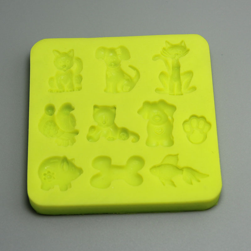HB0637 Mini Animals/Dog Bone/Pawprint Silicone Cake Fondant Mold