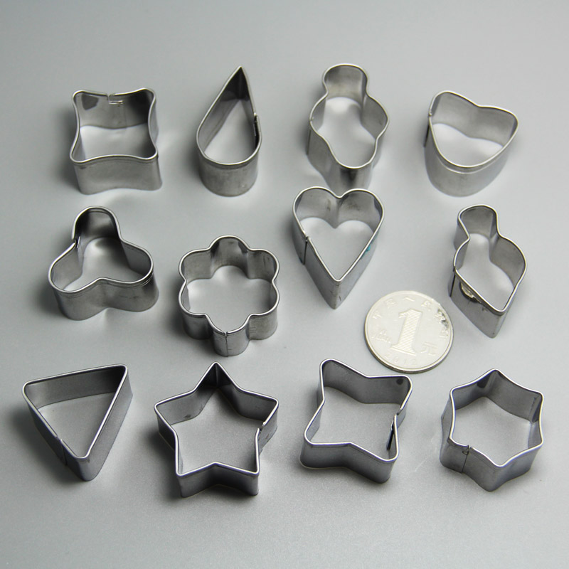 HB0220 12pcs Metal Geometric Shaped cookie cutter set