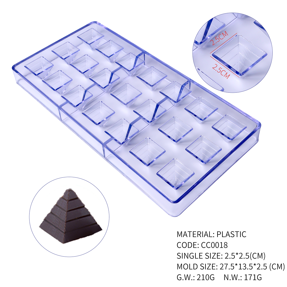 CC0018 Polycarbonate Pyramid Shape Chocolate Mould DIY Baking Mold