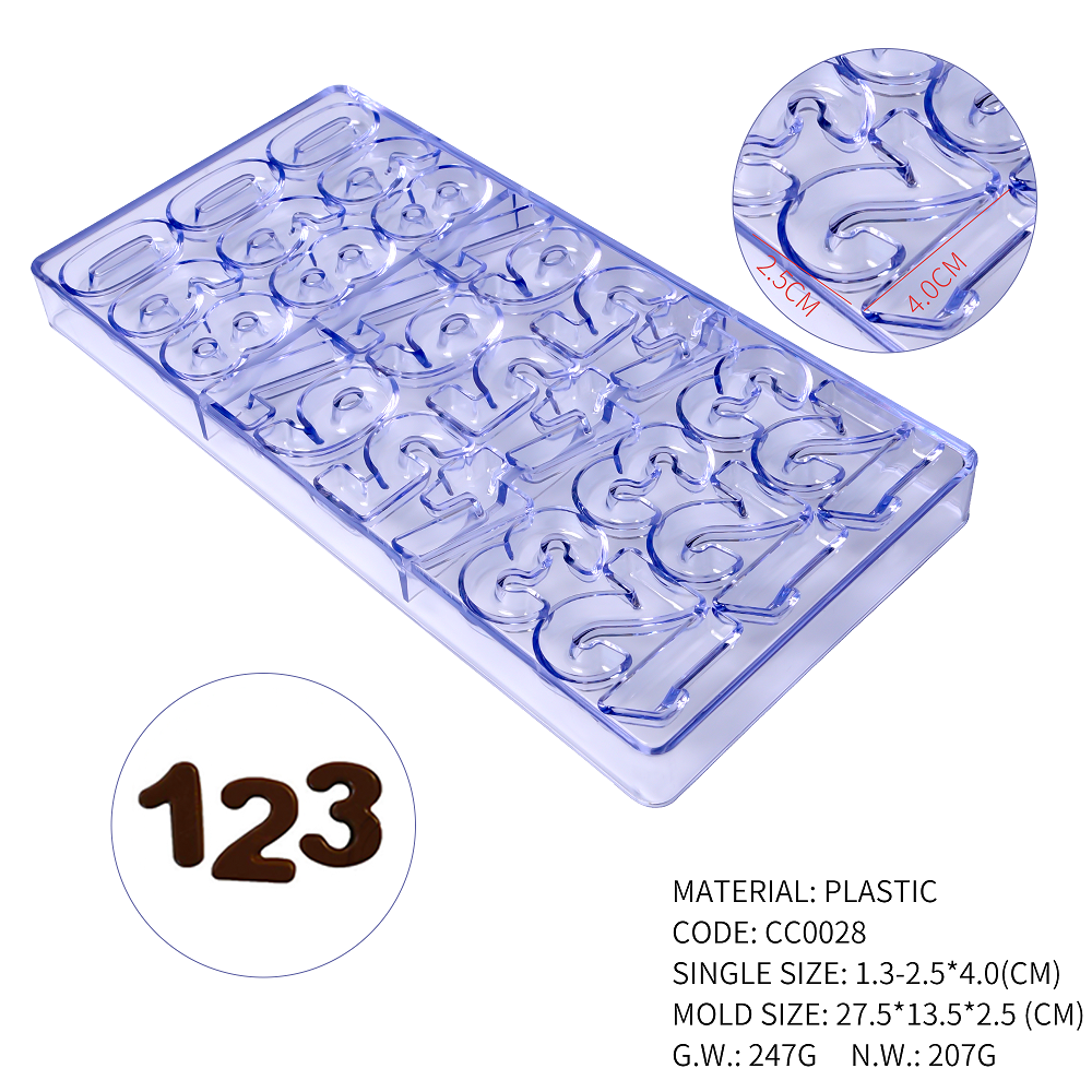 CC0028 Polycarbonate Numbers Shape Chocolate Mould DIY Baking Mold