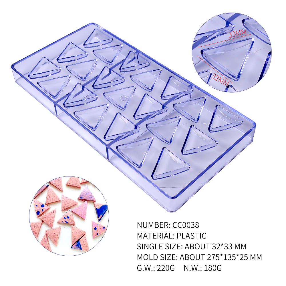 CC0038 Polycarbonate 21 Triangles Shape Chocolate Mould DIY Baking Mold