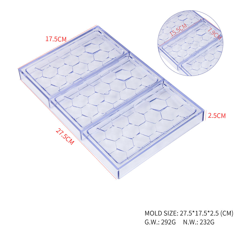 CC0082 Polycarbonate Hexagon​​ Shapes Chocolate Mould DIY Baking Mold