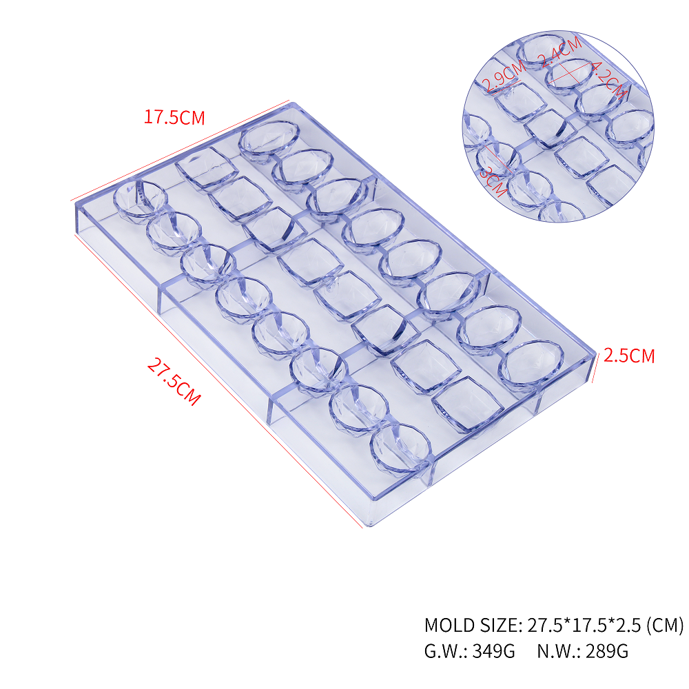 CC0095 Polycarbonate Three Different Shapes Chocolate Mould DIY Baking Mold