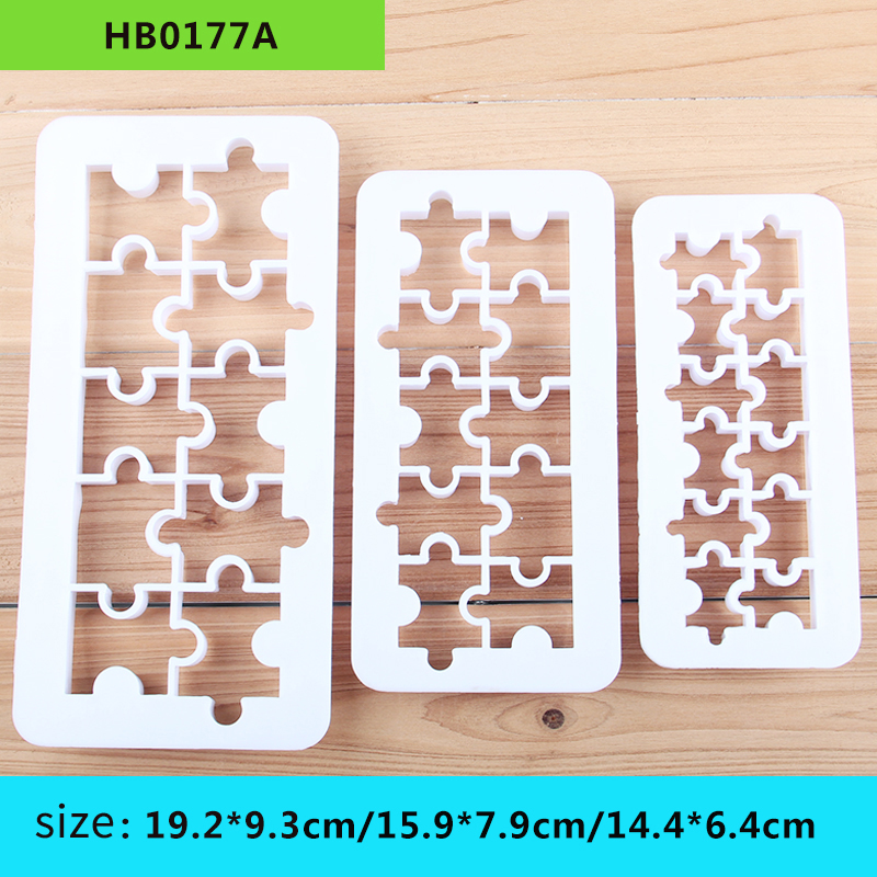 HB0177A Plastic 3pcs Geometric puzzle fondant embosser set