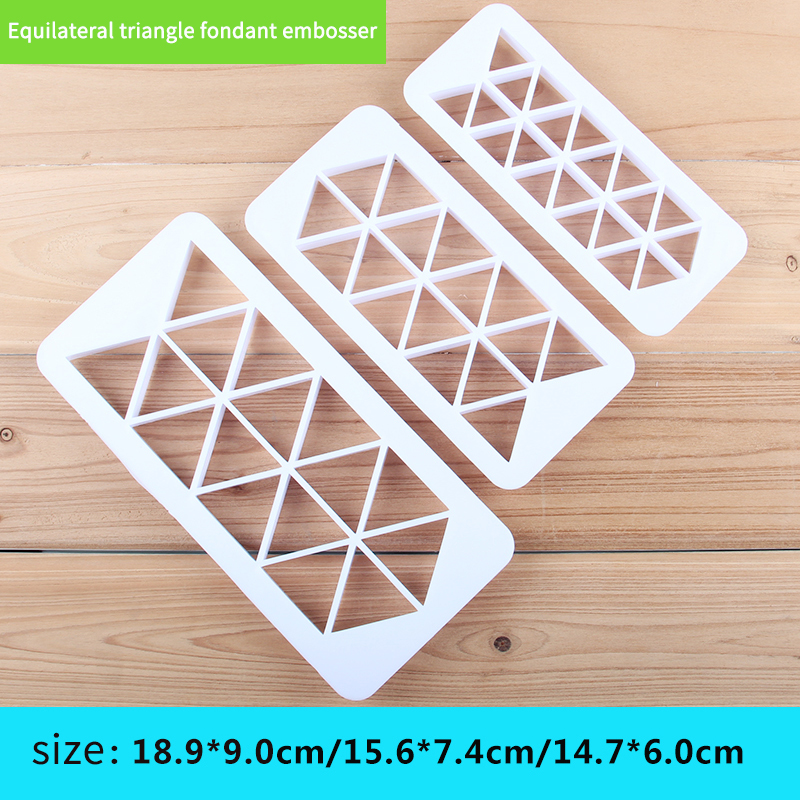 HB0177C Plastic 3pcs Equilateral triangle fondant embosser set
