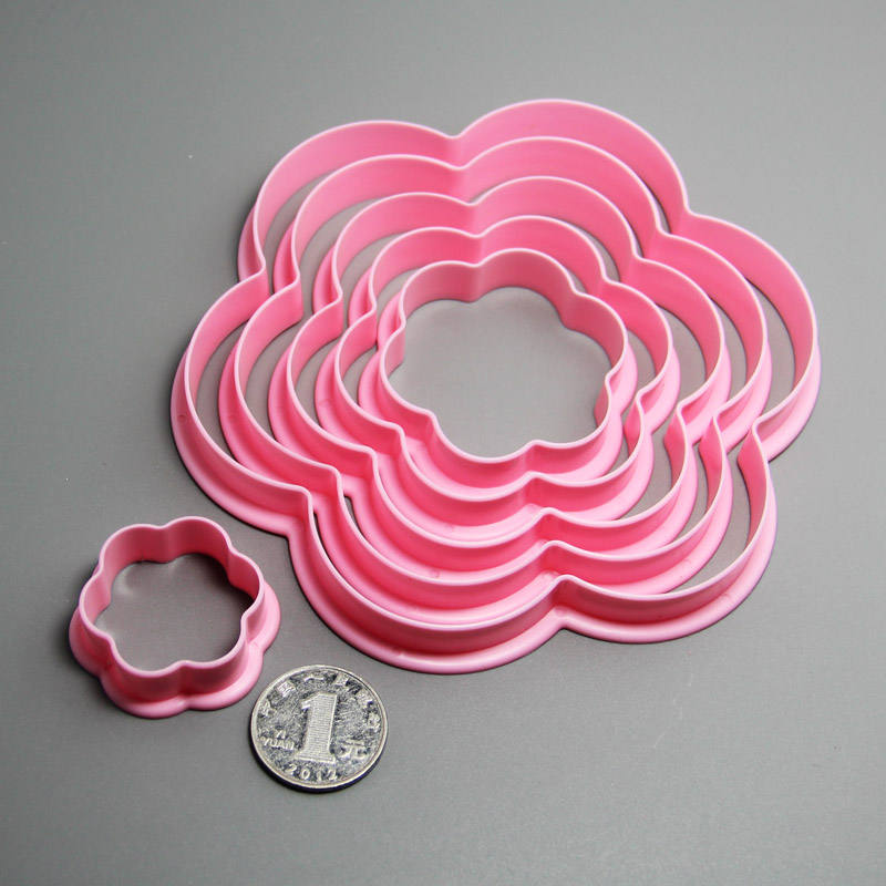 HB0209 6pcs Plastic Plum shape cookie cutter set gum paste cutter cake decoration set