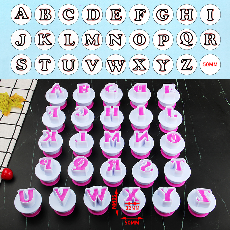 HB0215D 26pcs Plastic Big size Uppercase letters cookie stamps/molds set