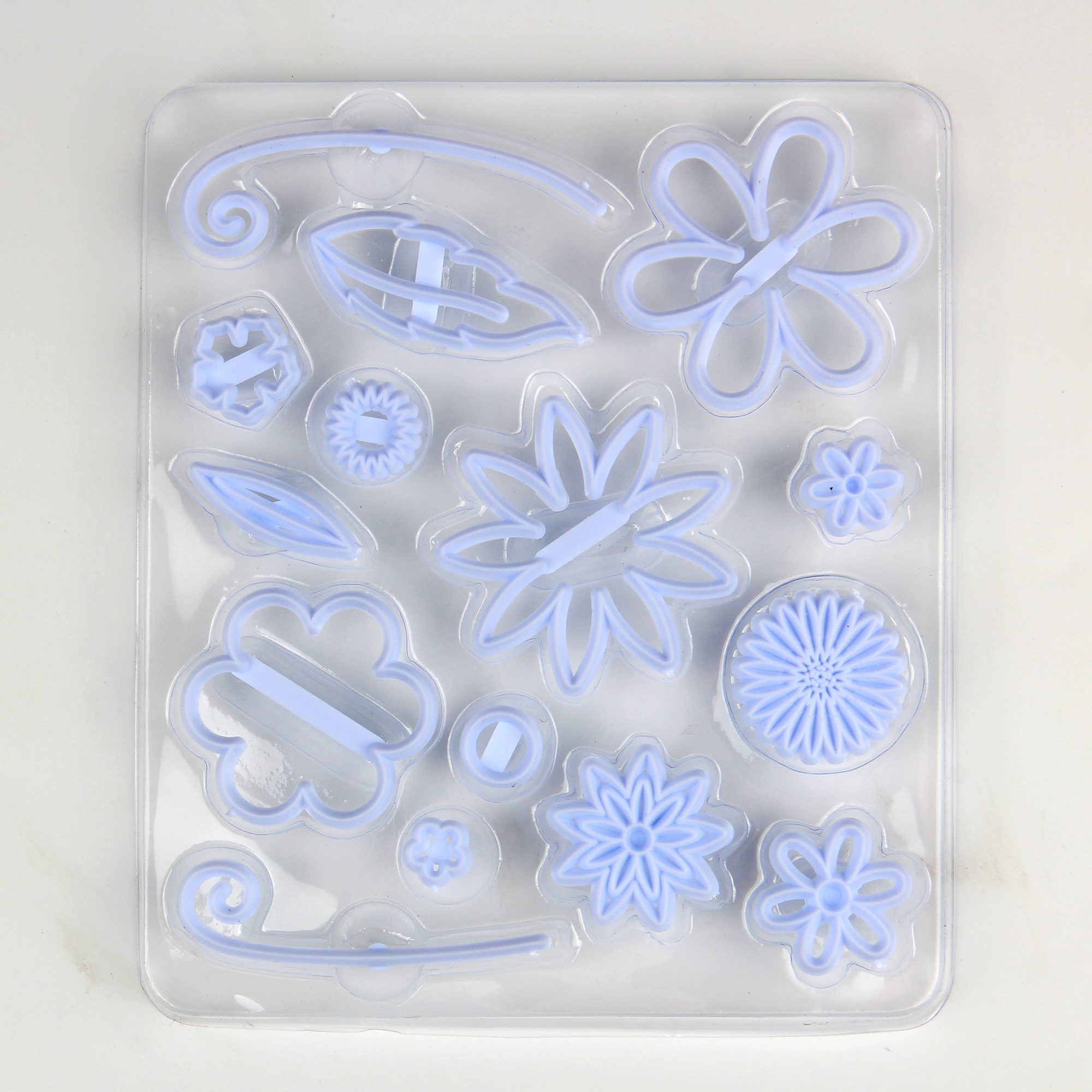 HB0311-4 Plastic Chrysanthemum shape cookie embosser mold set
