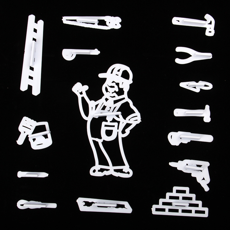 HB0311O Plastic Worker&Tools Series Shape Fondant Press Molds Set