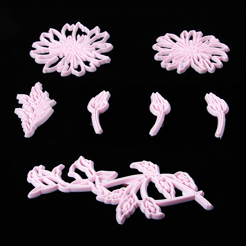 HB0311Y Plastic Chrysanthemum Shapes Fondant Press Molds Set
