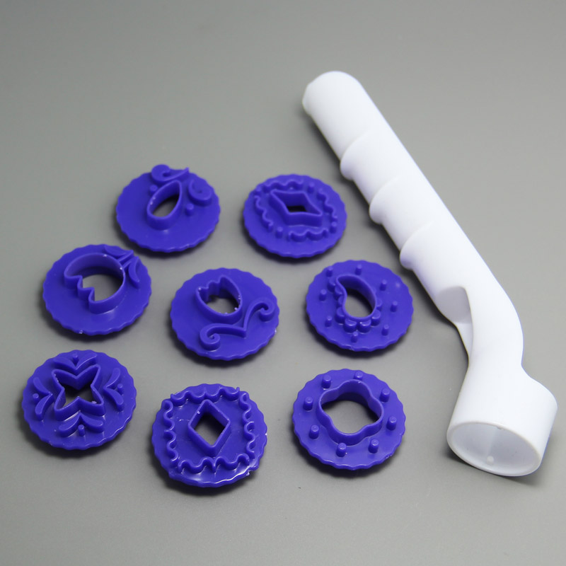 HB0328  Plastic Purple Pattern Fondant Decorative Punch Set plunger cutters set