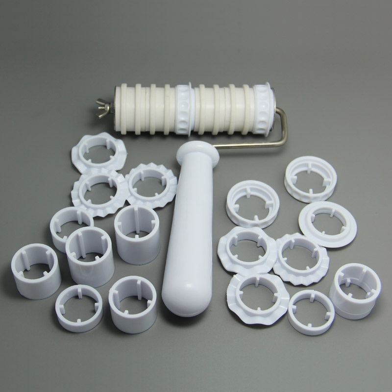 HB0329 Plastic Roll Multilateral Pattern Fondant Ribbon Cutter Embosser Set