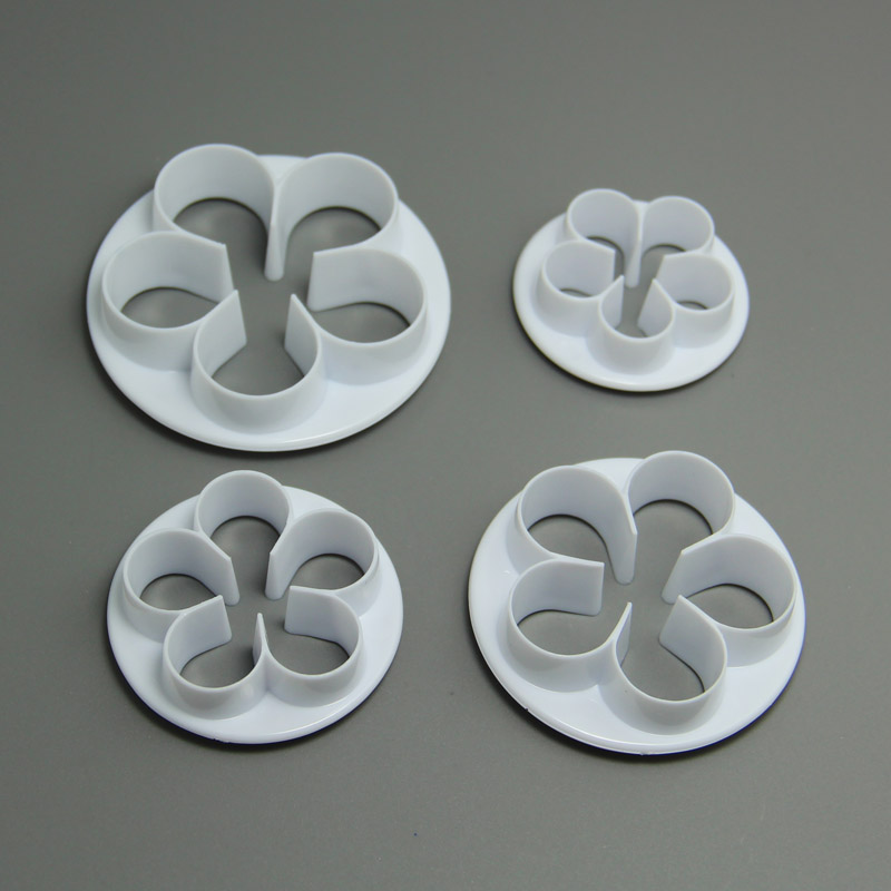 HB0368 Plastic Rose leaf Shaped cookie cutters set biscuit mold fondant embosser