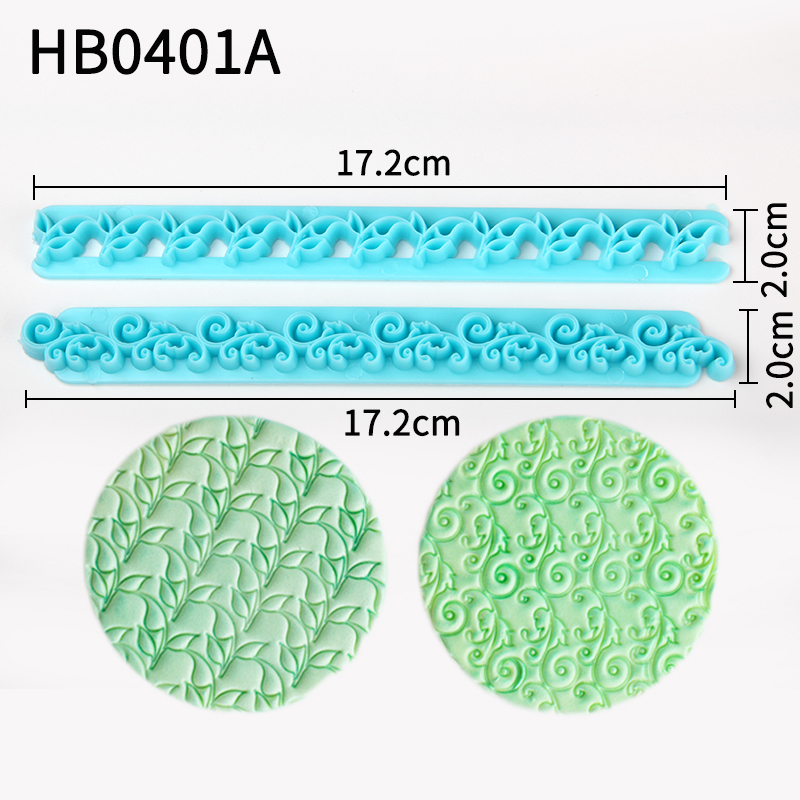 HB0401A New 2pcs Plastic Leaves Patterns Press Cutter Ruler Mold set