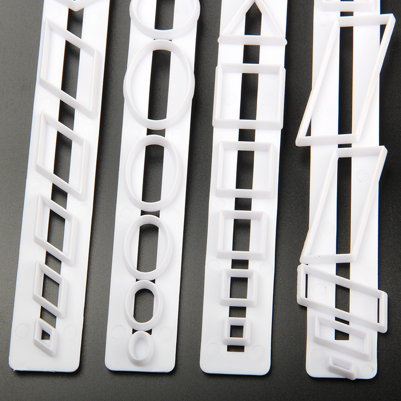 HB0401G New 4pcs Plastic Different Geometry Patterns Press Cutter Ruler Mold set