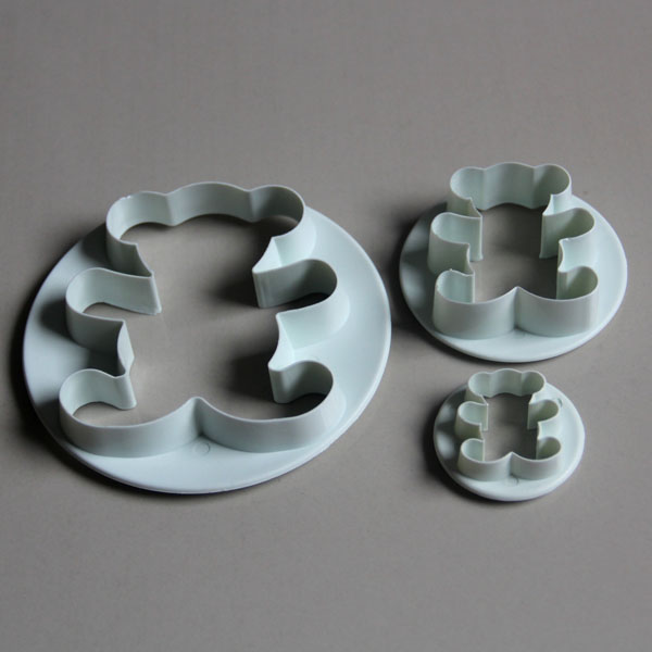 HB0457 Plastic Three Bear Shape Press Cookie Cutter Bakery accessories