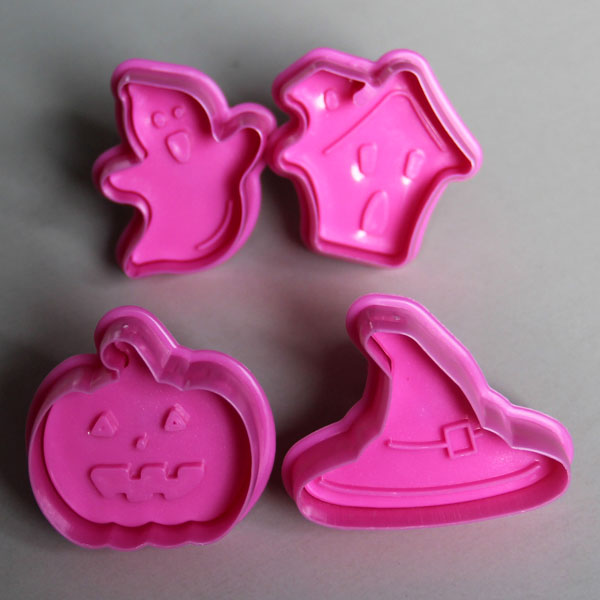 HB0468 Plastic Halloween Theme Plunger Biscuit Mold cookie cutter set baking tool