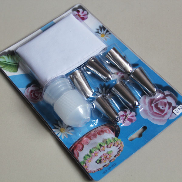 HB0477  6pcs Cake Icing Nozzle Decorating Set with Pastry bag&coupler