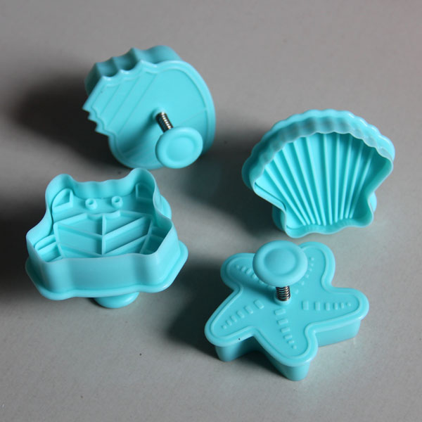 HB0502 Plastic 4pcs Sea Animal Plunger Cake Fondant Mold set