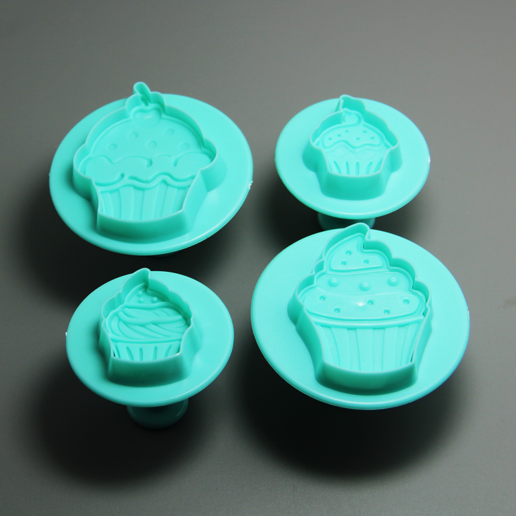 HB0693 Plastic 4pcs multi-shaped cupcakes cake decoration fondant molds set
