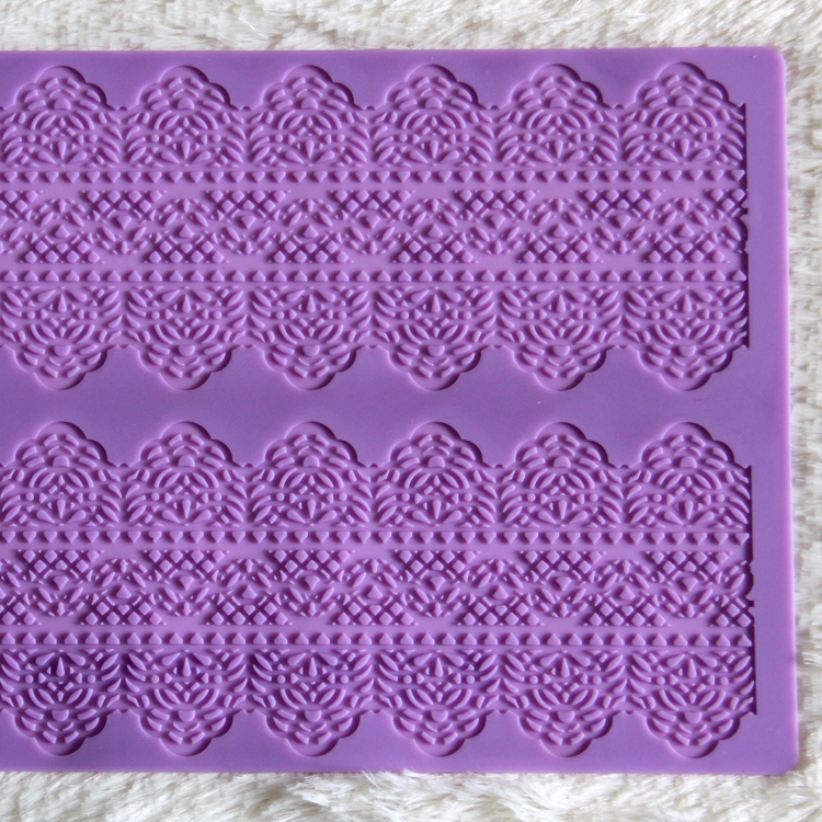 HB0735 Symmetrical flowers ribbon patterned  silicone sugar lace mat