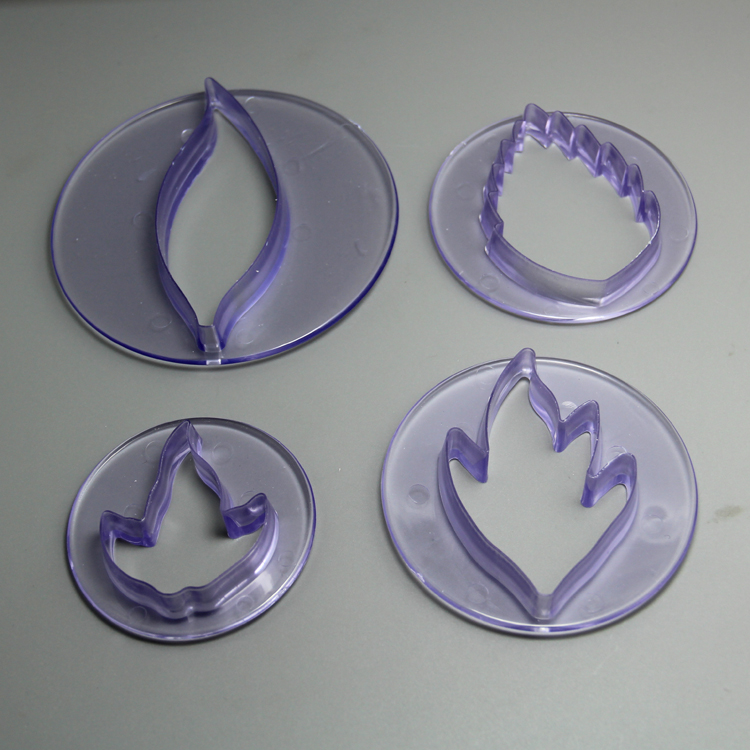 HB0742 Plastic 4pcs different leaves shaped cake fondant cutter/mold set