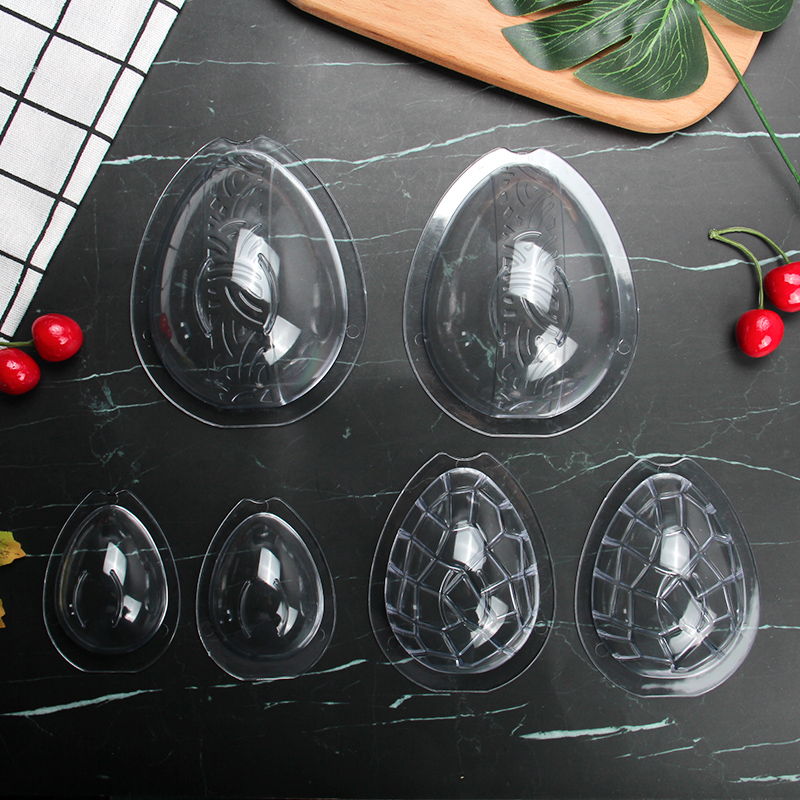 HB1059K Plastic 3pcs Transparent Eggs Shape Chocolate Mould