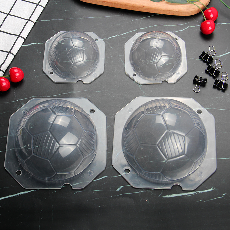 HB1059M Plastic 2pcs Transparent Football Shape Chocolate Mould
