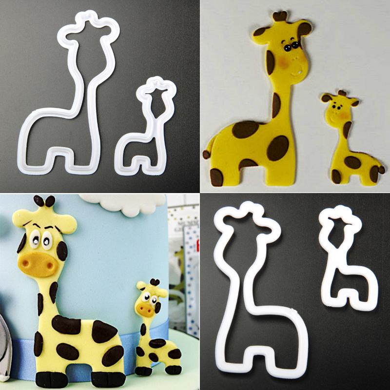 HB1099T Plastic Giraffe Shape Cake Fondant Press Cookie Cutters Decoration Molds set