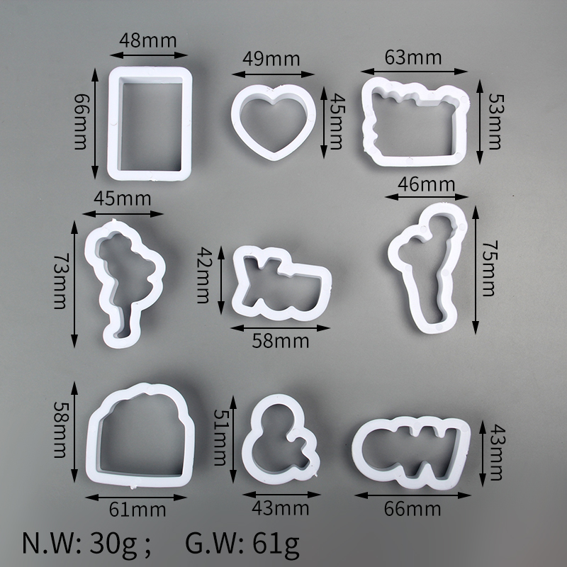 HB1100D Plastic 9pcs Valentine's Day Theme cookie embosser mold set