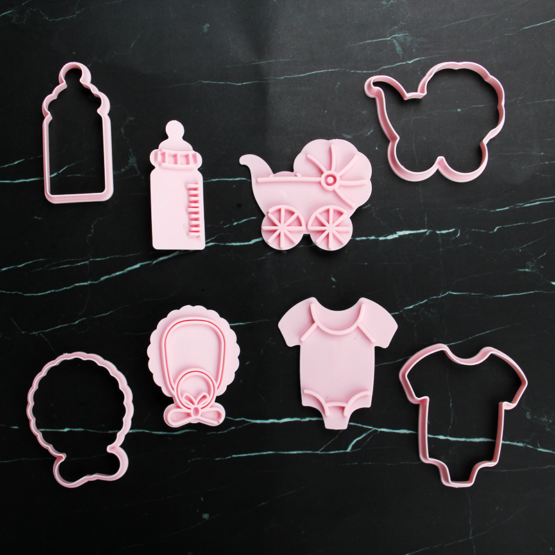 HB1101Z Plastic Baby Bottle Clothes Series Shapes Cake Fondant Press Molds set