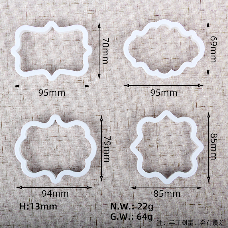 HB104D Plastic 4pcs European lace/frame mold/nameplate frame Molds set