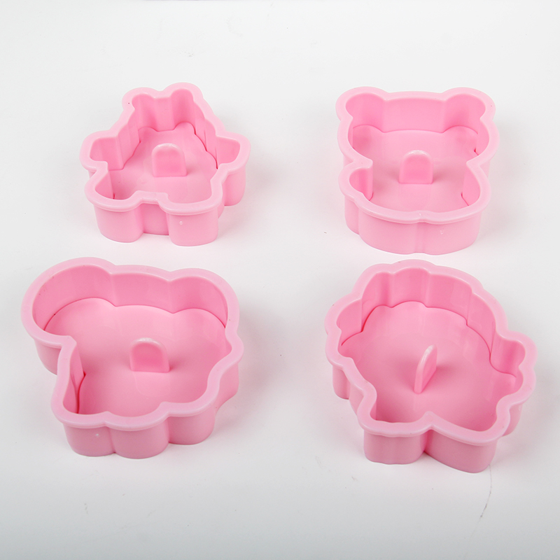 HB104F Plastic 4pcs Animal Series(Bear/Lion/Elephant/Hippo) Cookie Molds set