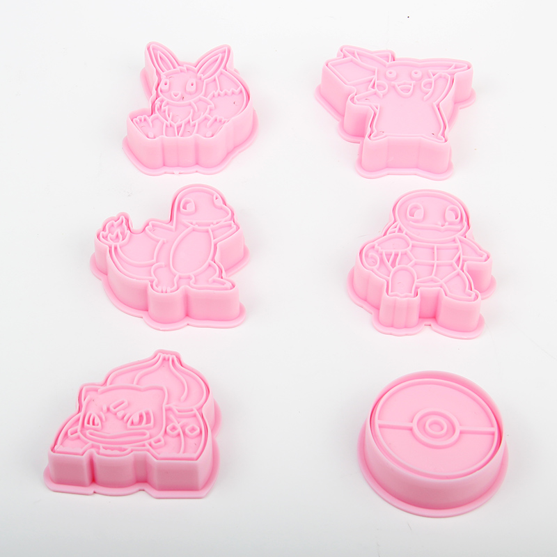 HB104J Plastic 6pcs Pokemon Series Cookie Molds set