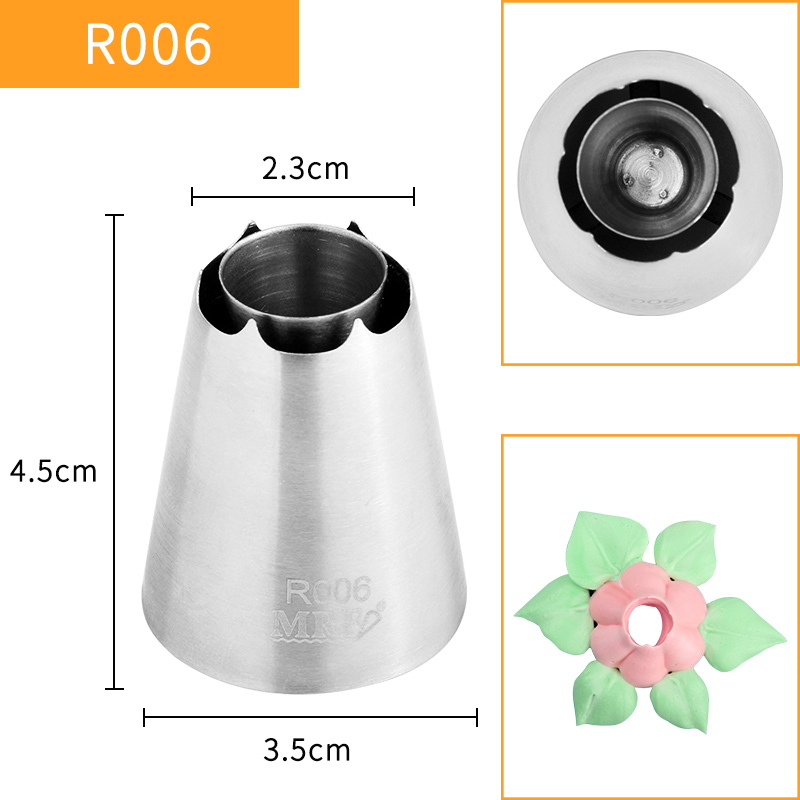 HBR006 FDA High Quality Stainless Steel304 Cake Decorating 6Petals Flower Pastry Icing Nozzles