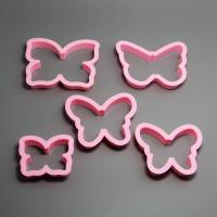 HB0207 Plastic 5pcs Pink Butterfly shape cookie cutters set fondant mold